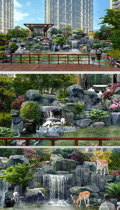 假山水系效果圖系列圖片素材_原創假山水系效果圖系列設計模板下載_景觀設計素材館設計師作品